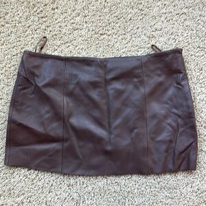 Bebe Brown Leather Micro mini skirt size M